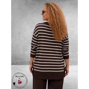 Frapp Sweater Bruin/Ecru Streep