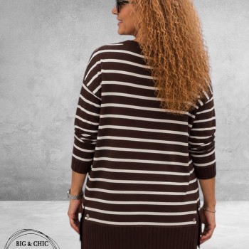 Frapp Sweater Bruin/Ecru Streep