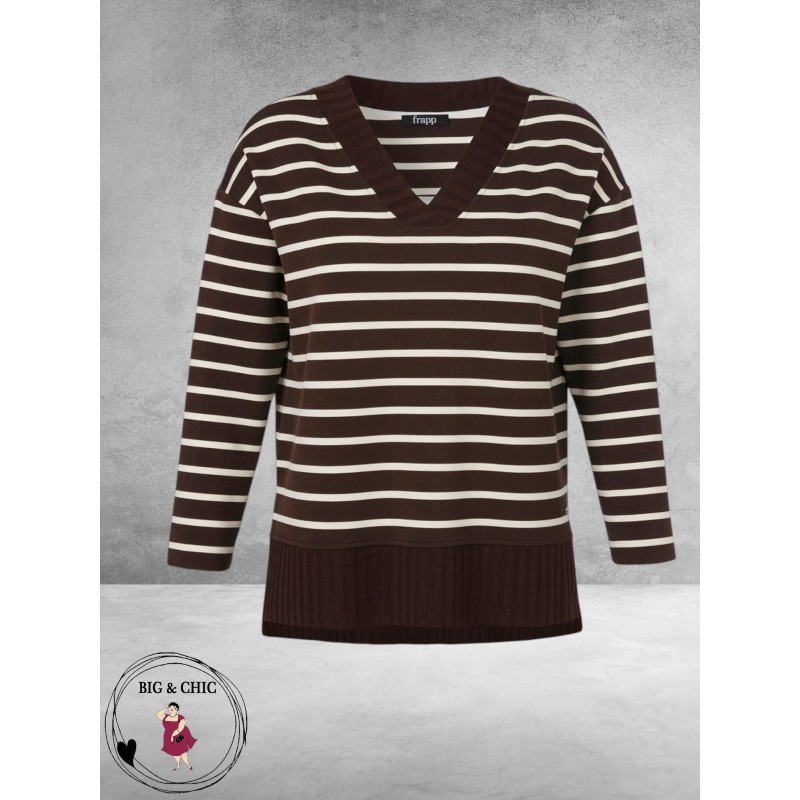 Frapp Sweater Bruin/Ecru Streep