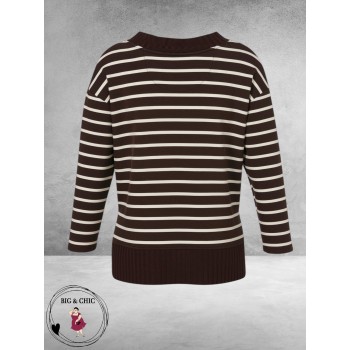 Frapp Sweater Bruin/Ecru Streep