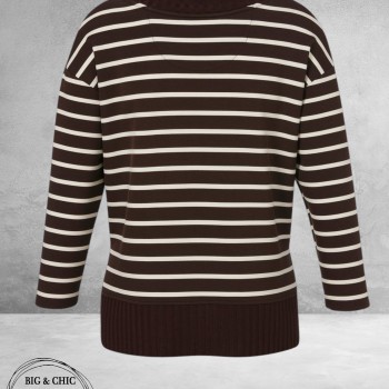 Frapp Sweater Bruin/Ecru Streep