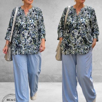 Via Appia Due Shirt Paisley Blauw/Groen