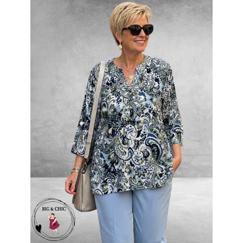 Via Appia Due Shirt Paisley Blauw/Groen