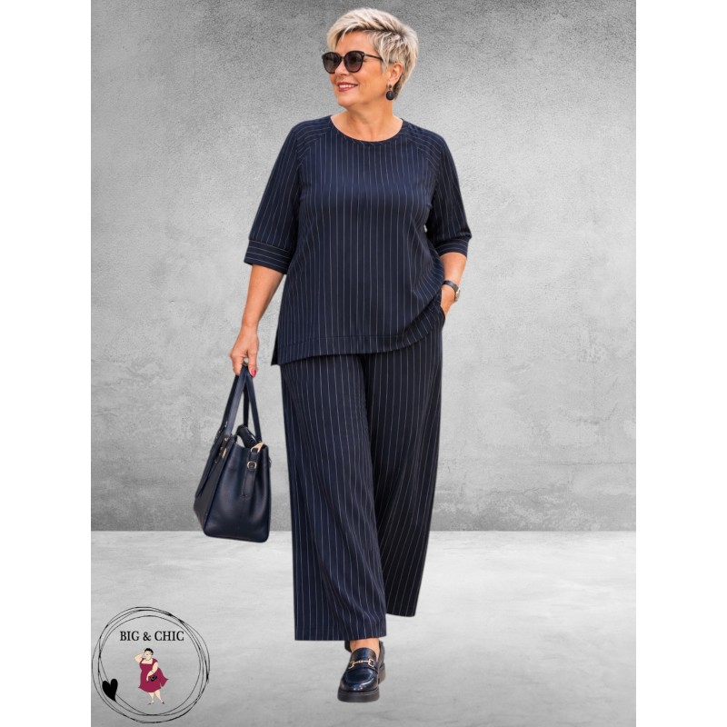 Via Appia Due Pantalon Wijd Pinstripe