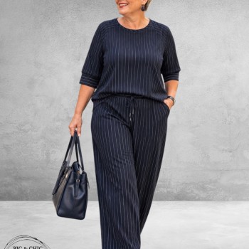 Via Appia Due Pantalon Wijd Pinstripe