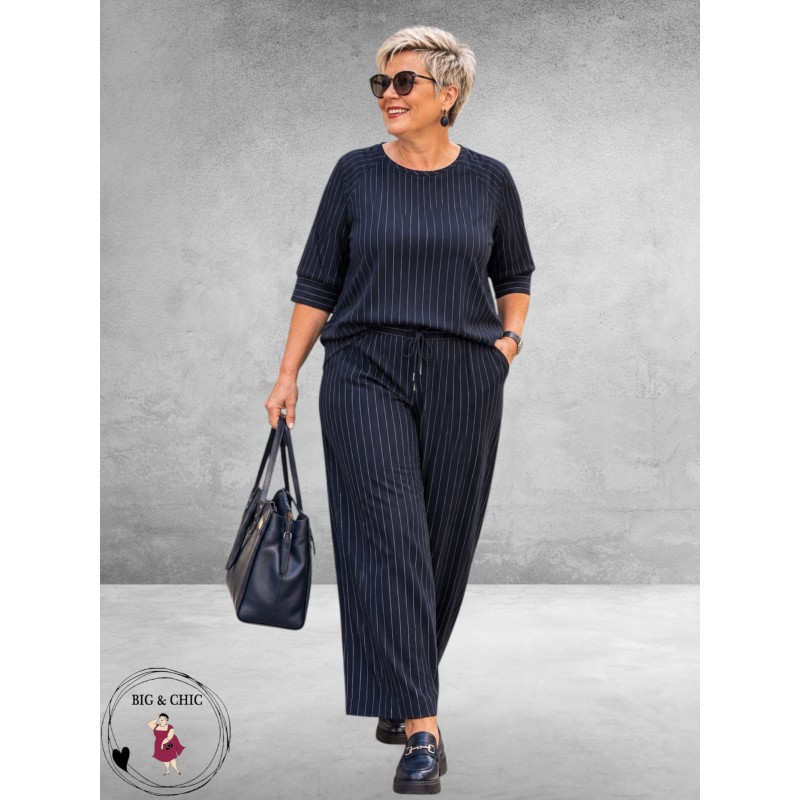 Via Appia Due Pantalon Wijd Pinstripe