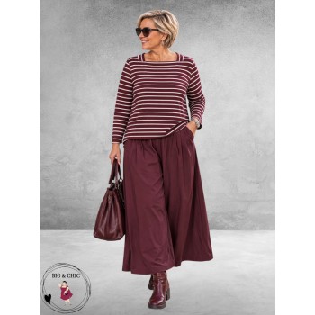 Via Appia Due Shirt Bordeux/Ecru  Gestreept