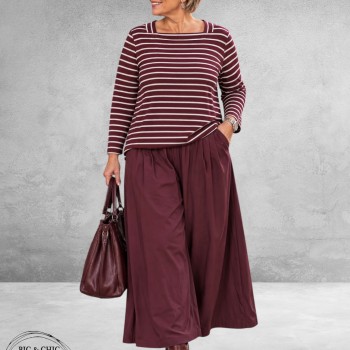 Via Appia Due Shirt Bordeux/Ecru  Gestreept