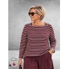Via Appia Due Shirt Bordeux/Ecru  Gestreept