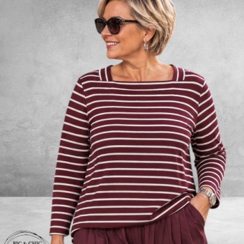 Via Appia Due Shirt Bordeux/Ecru  Gestreept