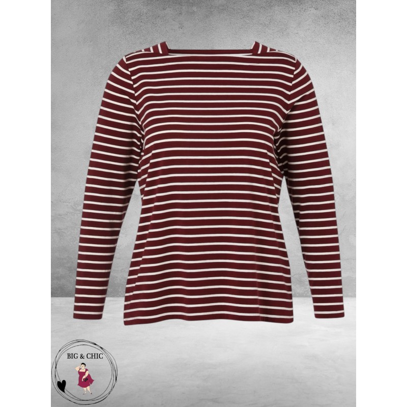 Via Appia Due Shirt Bordeux/Ecru  Gestreept