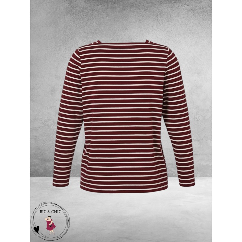 Via Appia Due Shirt Bordeux/Ecru  Gestreept