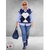 Via Appia Due Spencer Ruitmotief Navy/Lichtblauw/Creme 