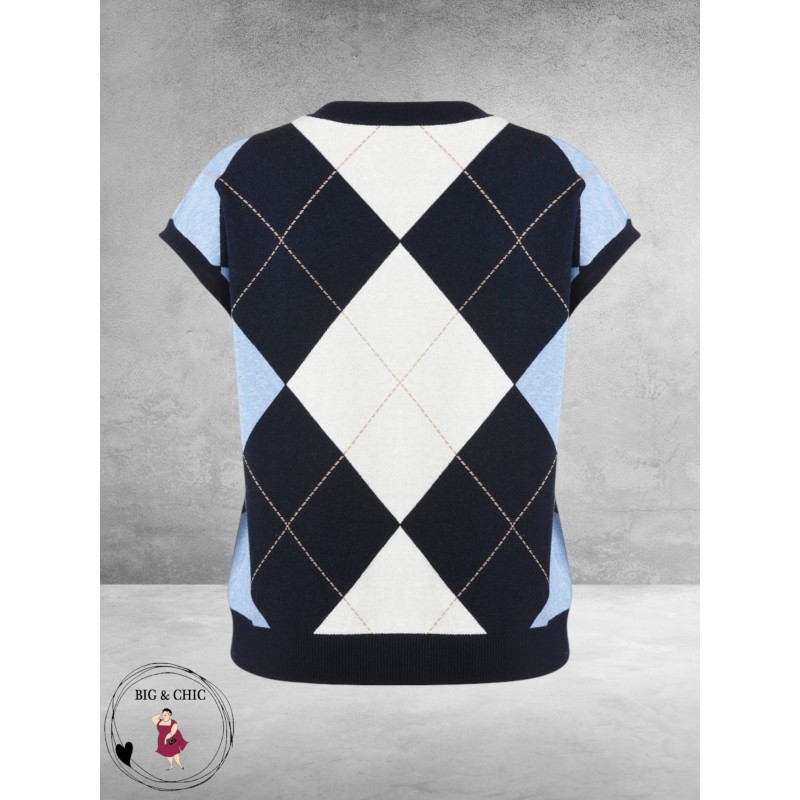 Via Appia Due Spencer Ruitmotief Navy/Lichtblauw/Creme 