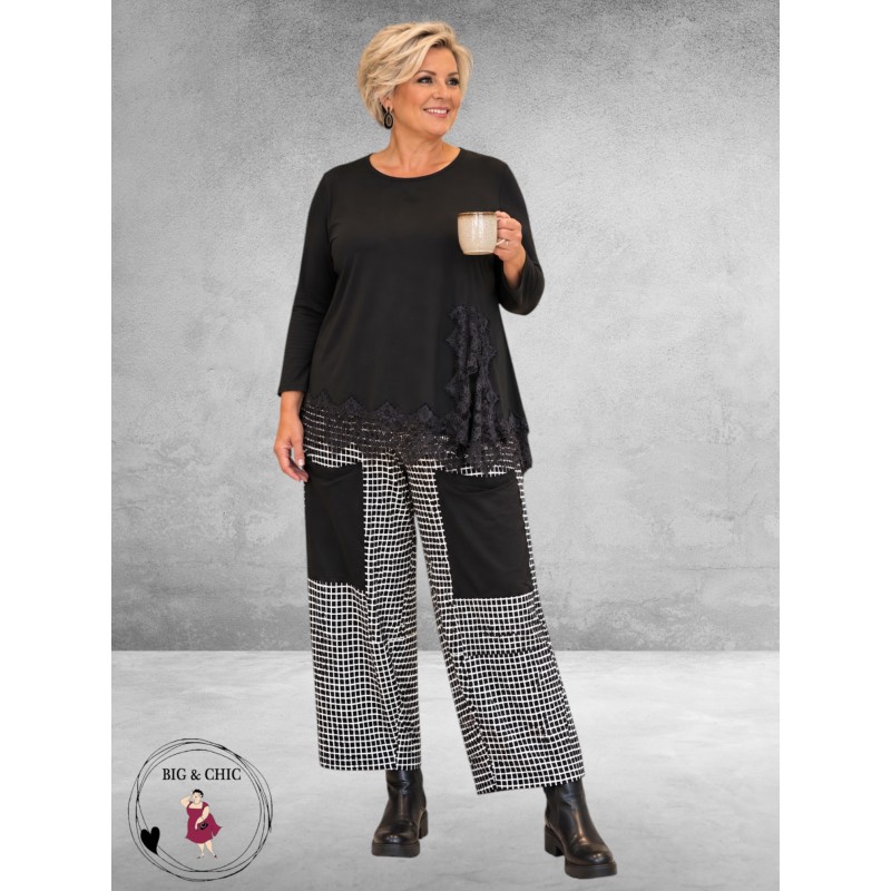 FRENZI Shirt Zwart/Kant Wow Effect