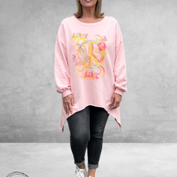 NC Sweater met Statement PEACE Roze