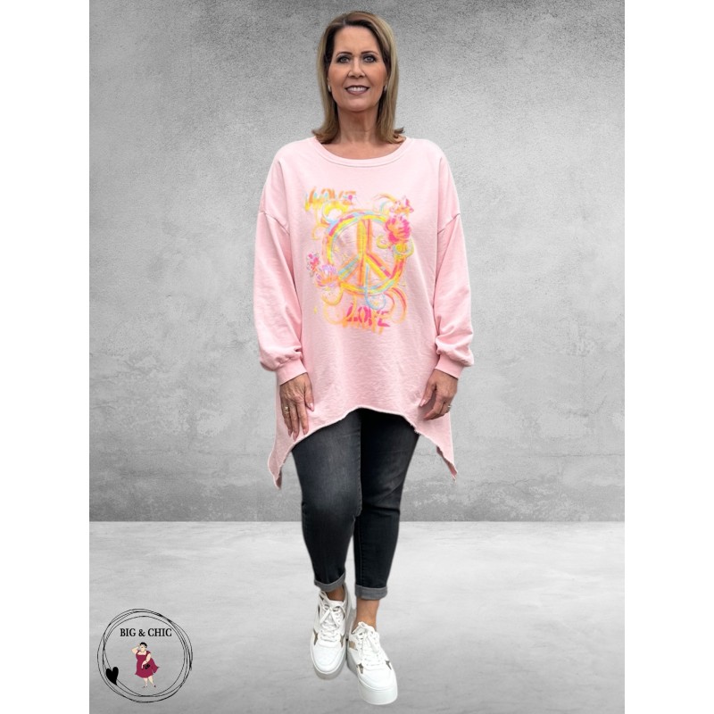 NC Sweater met Statement PEACE Roze