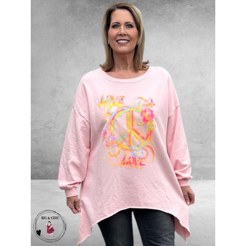 NC Sweater met Statement PEACE Roze