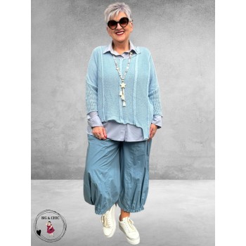 NC Trui Laagjeslook Katoen Lichtblauw