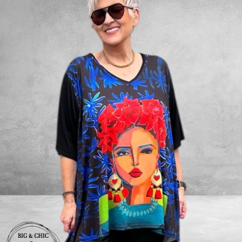 Frenzi  Shirt A-Lijn Frida KahloDalmatiër Uniek