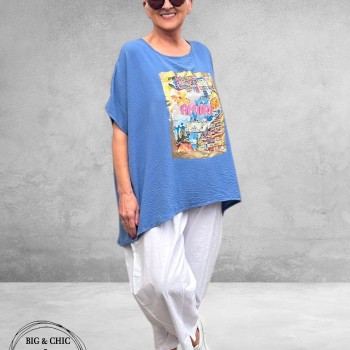 Frenzi Shirt AMORE Jeansblauw