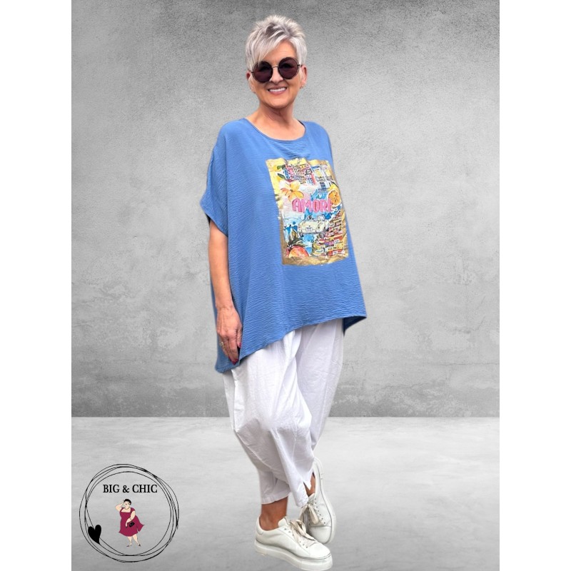 Frenzi Shirt AMORE Jeansblauw