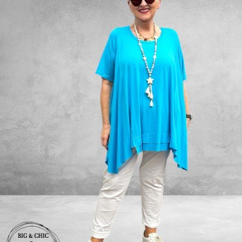 Frenzi Shirt A-Lijn Katoen Turquoise