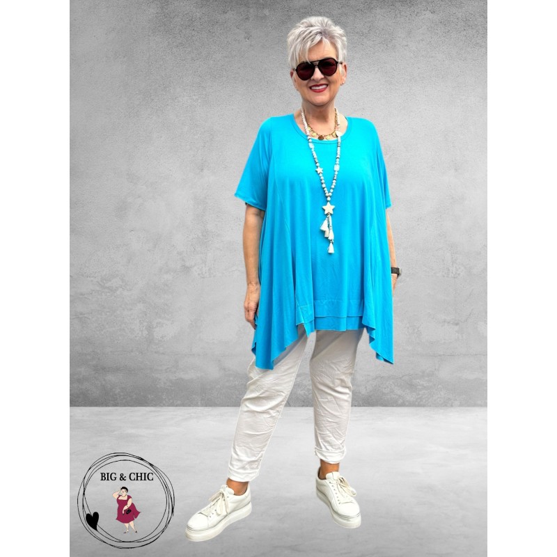 Frenzi Shirt A-Lijn Katoen Turquoise