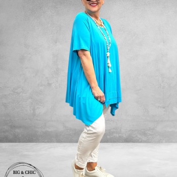 Frenzi Shirt A-Lijn Katoen Turquoise