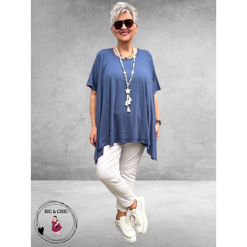 Frenzi Shirt A-Lijn Katoen Jeansblauw