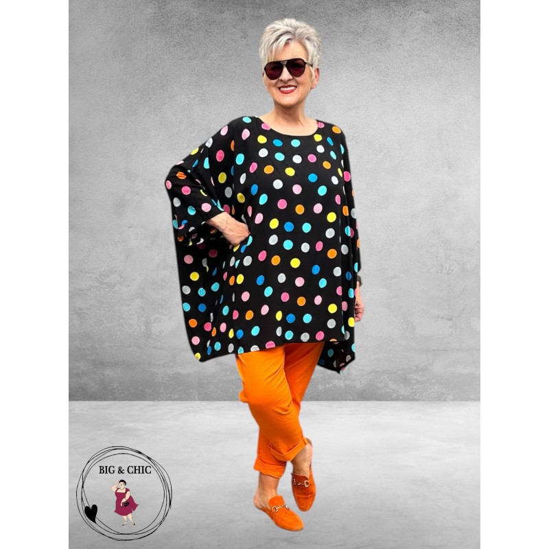 Frenzi Tuniek Oversized Zwart Stippen