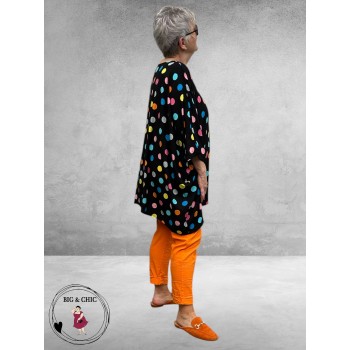 Frenzi Tuniek Oversized Zwart Stippen