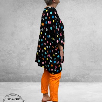 Frenzi Tuniek Oversized Zwart Stippen