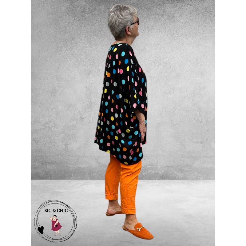 Frenzi Tuniek Oversized Zwart Stippen