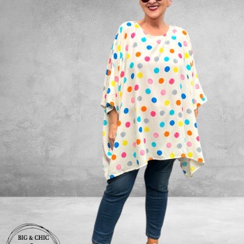 Frenzi Tuniek Oversized Wit Stippen