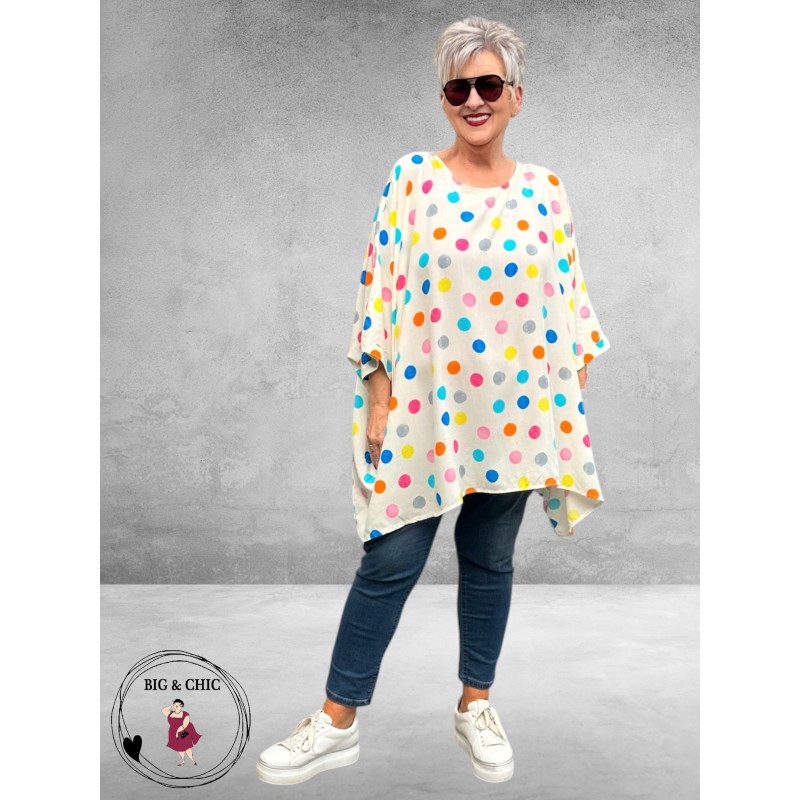 Frenzi Tuniek Oversized Wit Stippen