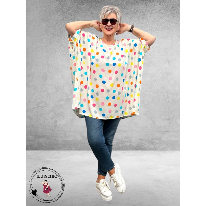 Frenzi Tuniek Oversized Wit Stippen