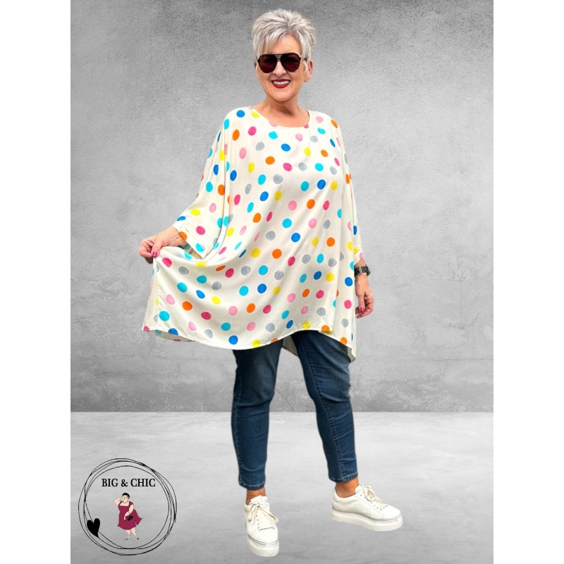 Frenzi Tuniek Oversized Wit Stippen