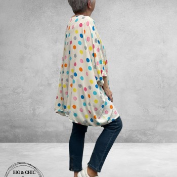 Frenzi Tuniek Oversized Wit Stippen