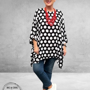 Frenzi Tuniek Oversized Zwart/Wit Stippen