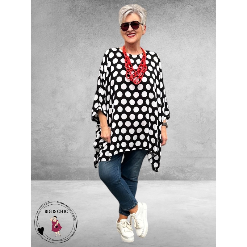 Frenzi Tuniek Oversized Zwart/Wit Stippen