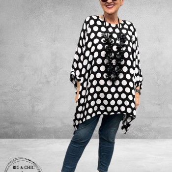 Frenzi Tuniek Oversized Zwart/Wit Stippen
