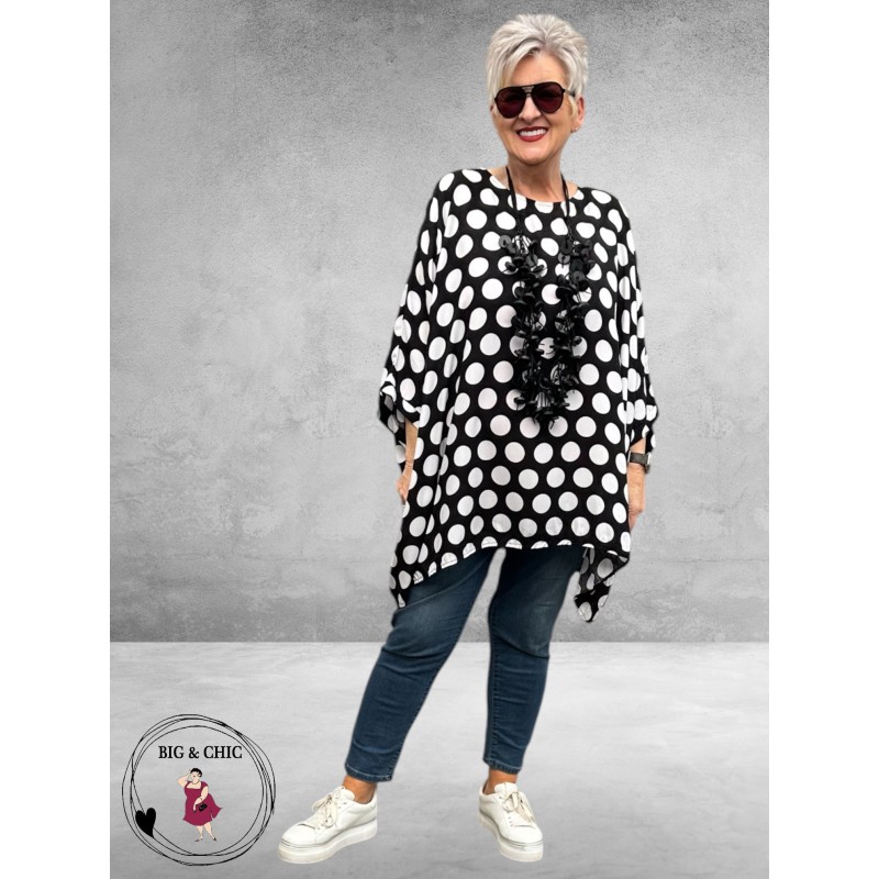Frenzi Tuniek Oversized Zwart/Wit Stippen