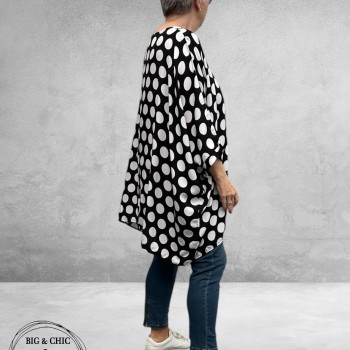 Frenzi Tuniek Oversized Zwart/Wit Stippen