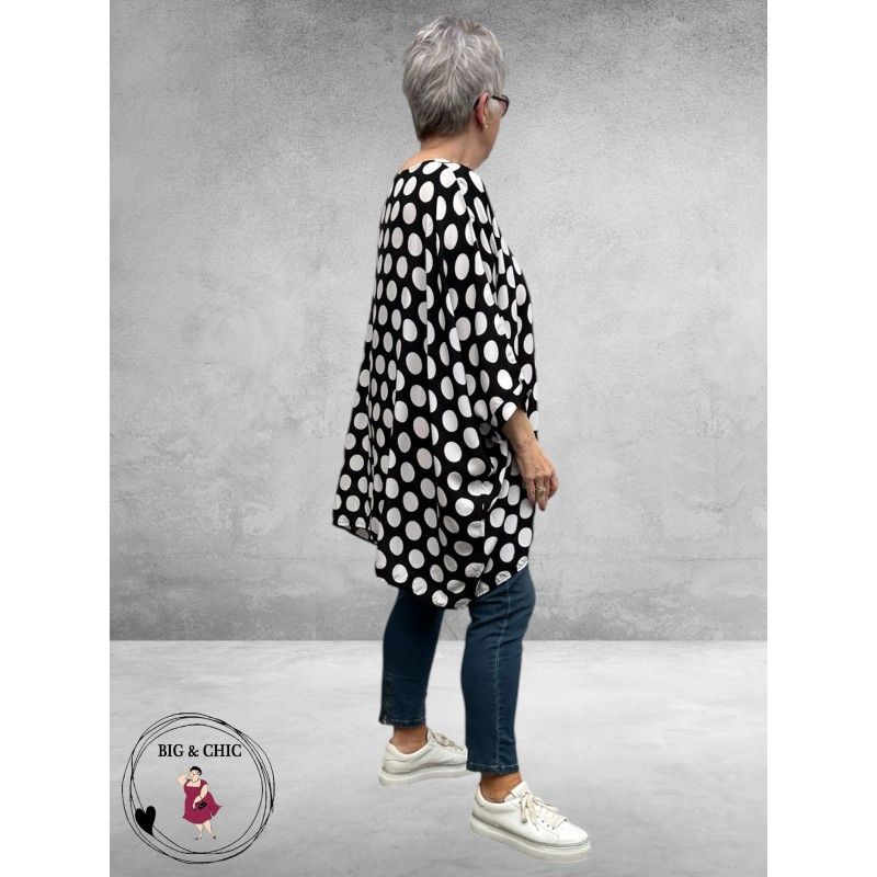Frenzi Tuniek Oversized Zwart/Wit Stippen