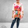 Frenzi  Shirt A-Lijn Frida Kahlo Wit/Pink Uniek