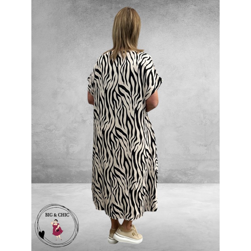FRENZI  Jurk Lang Zebra Stoer En Luchtig