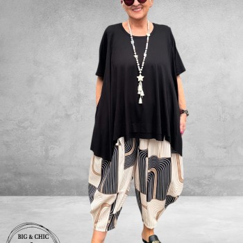 Frenzi Ballonbroek Zwart-Beige