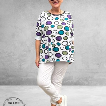 Frenzi Shirt Flatterend Multi Lila/Groen