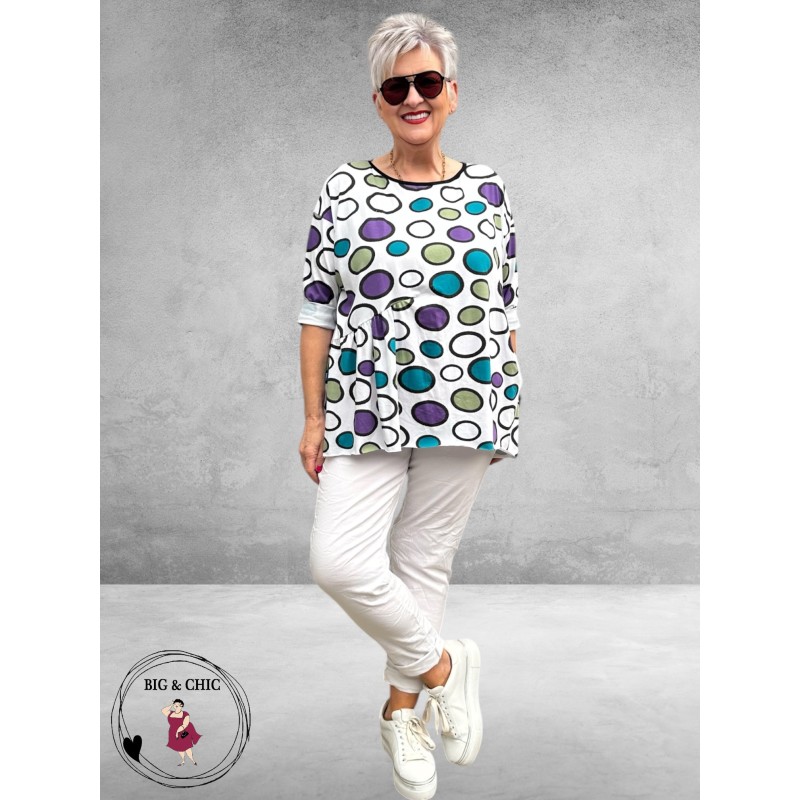 Frenzi Shirt Flatterend Multi Lila/Groen